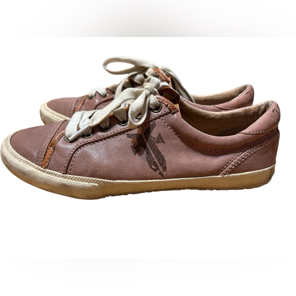 Frye Low Top Women's Shoes 8.5 Leather Distressed Sneakers - Picture 2 of 9